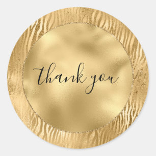 Sticker Rond Gold Glam Glitz Zebra Print