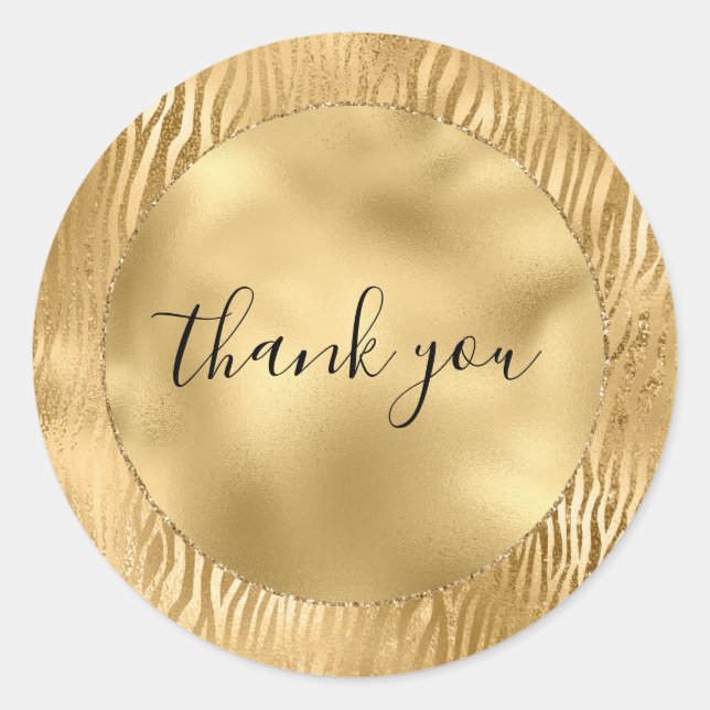 Sticker Rond Gold Glam Glitz Zebra Print (Devant)