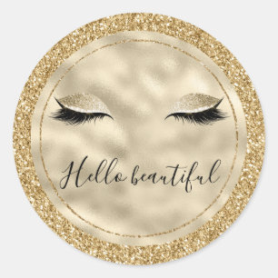 Sticker Rond Gold Glam Parties scintillant Girly Eyelashes pers