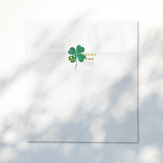 Sticker Rond Gold Green Lucky Clover 1er anniversaire Merci