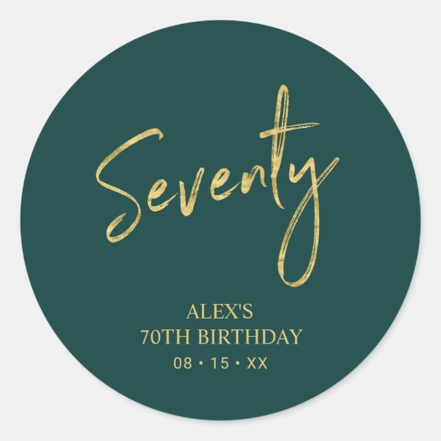 Sticker Rond Gold & Green Soixante-dix 70e anniversaire Merci d (Devant)