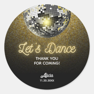 Sticker Rond Gold Halftone Disco Ball Dansons Anniversaire