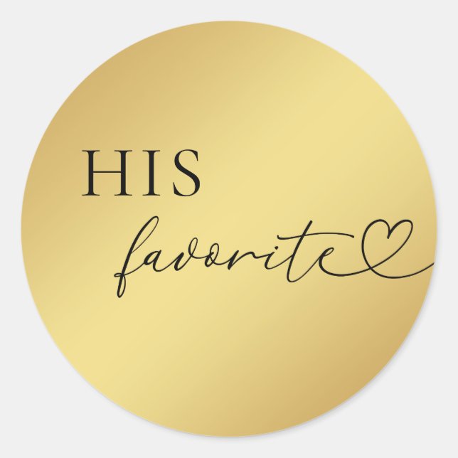 Sticker Rond Gold Heart Script Sa Faveur De Mariage Favorite (Devant)