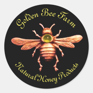 STICKER ROND GOLD HONEY BEE / BEEKEEPER BEEKEEPER