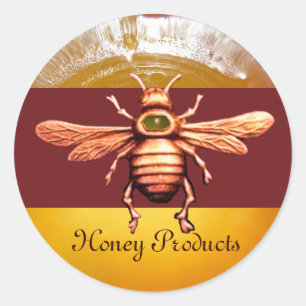 STICKER ROND GOLD HONEY BEE / BEEKEEPER BEEKEEPER