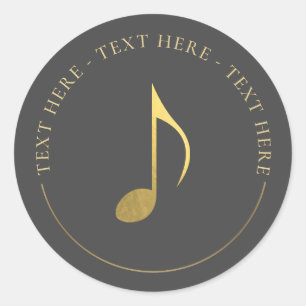 Sticker rond Gold huitième note de musique