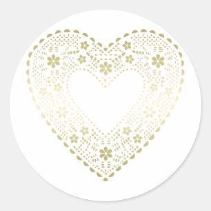 Sticker Rond Gold Lace Heart
