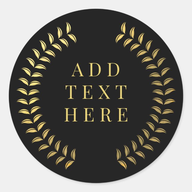 Sticker Rond Gold Laurel Wreath Feuilles Circle Wreath Custom C (Devant)