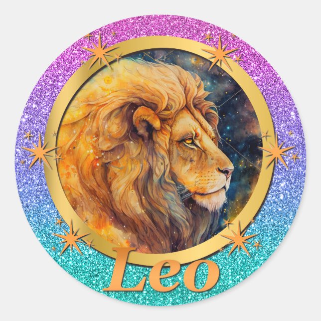 Sticker Rond Gold Leo Zodiac Horoscope Un Inspirant Motivationn (Devant)