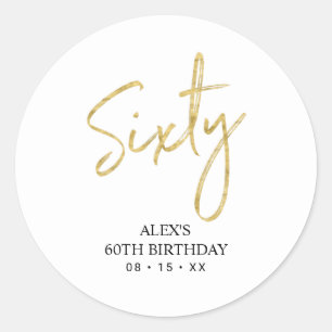Sticker Rond Gold Lettering Soixante 60e fête d'anniversaire Fa