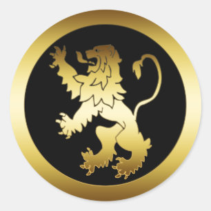 STICKER ROND GOLD LION