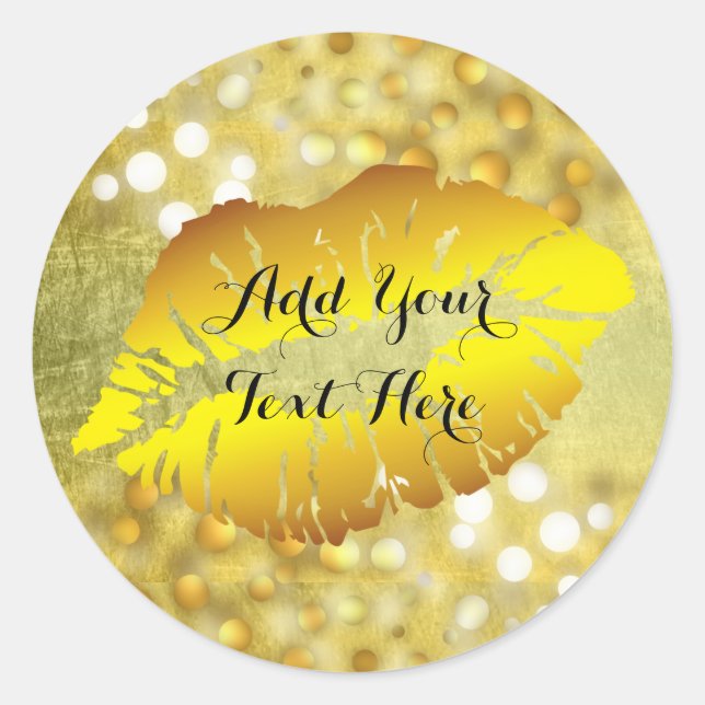 Sticker Rond Gold Lips Confetti Parties scintillant Classic Mod (Devant)