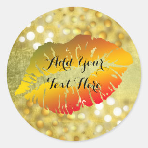 Sticker Rond Gold Lips Confetti Parties scintillant Classic Mod