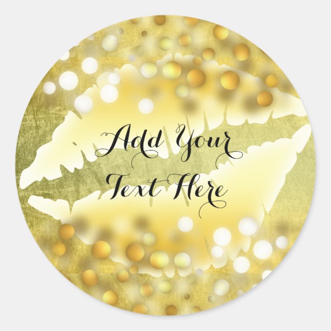 Sticker Rond Gold Lips Confetti Parties scintillant Classic Mod (Devant)