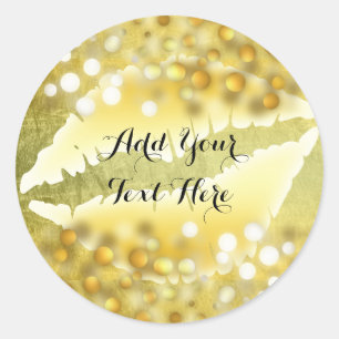 Sticker Rond Gold Lips Confetti Parties scintillant Classic Mod