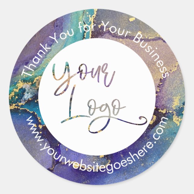 Sticker Rond Gold Liquide multicolore Art Abstrait Votre logo (Devant)