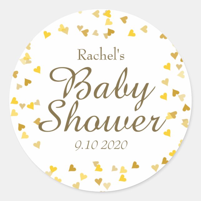 Sticker Rond Gold Love Hearts Baby shower / Sprinkle / Couples (Devant)