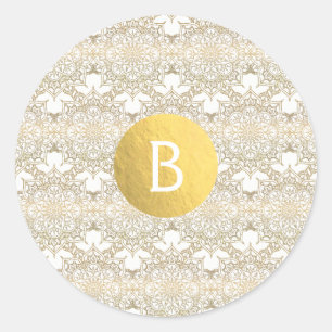 Sticker Rond Gold Mandala Blanc Moderne Mariage élégant Faveur
