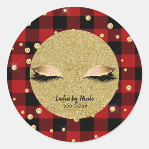 Sticker Rond Gold Maquillage Oeil Lashes Holiday Red Buffalo Pl