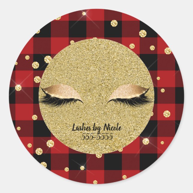 Sticker Rond Gold Maquillage Oeil Lashes Holiday Red Buffalo Pl (Devant)