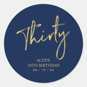 Sticker Rond Gold & Marine Lettering Trente 30 Anniversaire Fav