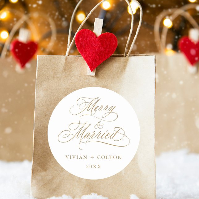 Sticker Rond Gold Merry & Marié Nouveaux Mauvais Mariages Premi (Créateur téléchargé)