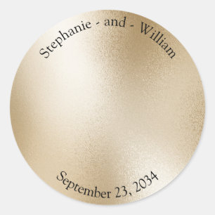 Sticker Rond Gold Metallic Moderne Mariage élégant