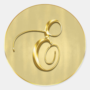 Sticker Rond Gold Monogram E Seal Faire-part de mariage Holiday