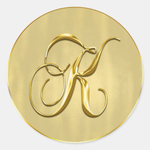 Sticker Rond Gold Monogram K Seal Faire-part de mariage Holiday
