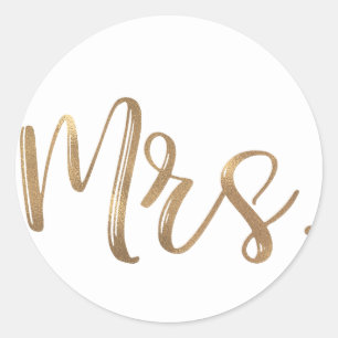 Sticker Rond Gold MRS. Épouse de Fête des mariées Mariage de ty