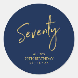 Sticker Rond Gold & Navy Lettering Soixante-dix-70e anniversair