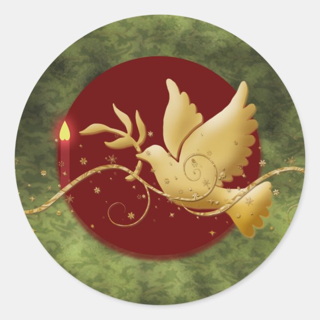 Sticker Rond Gold Noël colombe de la paix christian évènement b (Devant)
