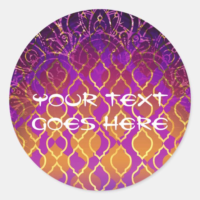 Sticker Rond Gold Palace Arabian Nights Sweet 16 Anniversaire (Devant)