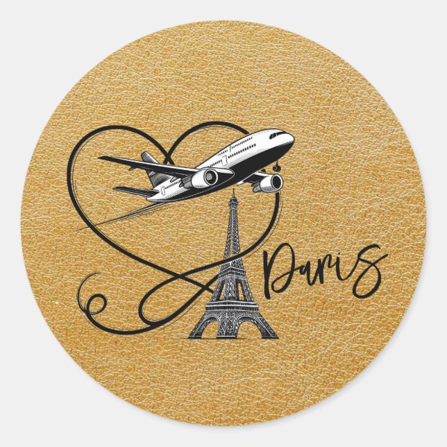 Sticker Rond Gold Paris Passport (Devant)