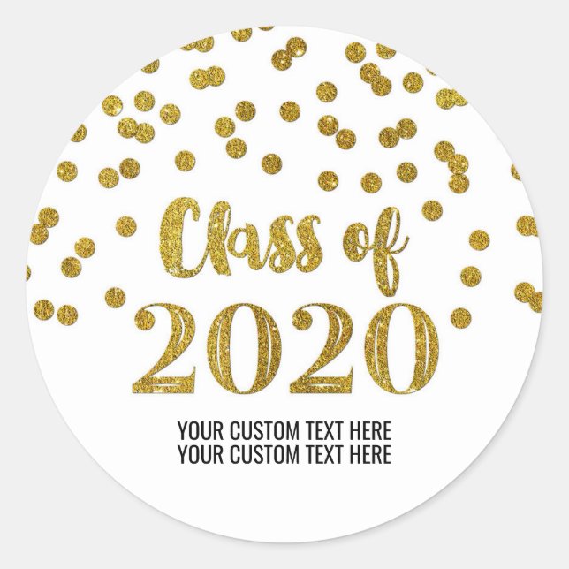 Sticker Rond Gold Parties scintillant Confetti Graduation 2020 (Devant)