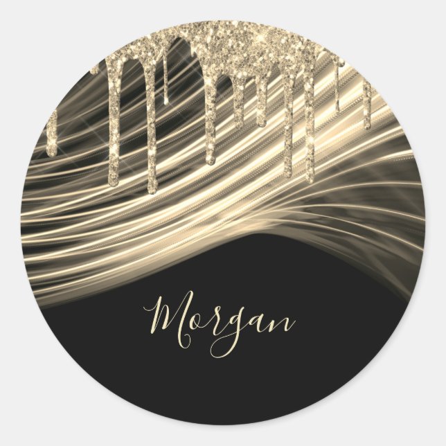 Sticker Rond Gold Parties scintillant Drives Gold Light Rays Go (Devant)