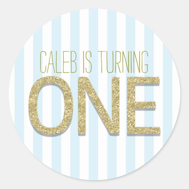 Sticker Rond Gold Parties scintillant ONE 1er Anniversaire Fête (Devant)