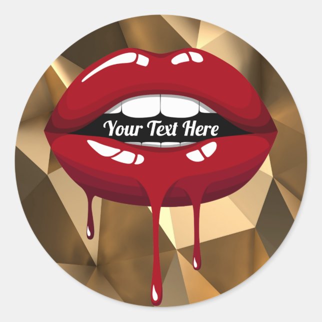 Sticker Rond Gold Party Glam Luxury Red Drips (Devant)