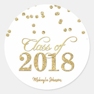 Sticker Rond Gold Polka-dots Classe de Parties scintillant 2018