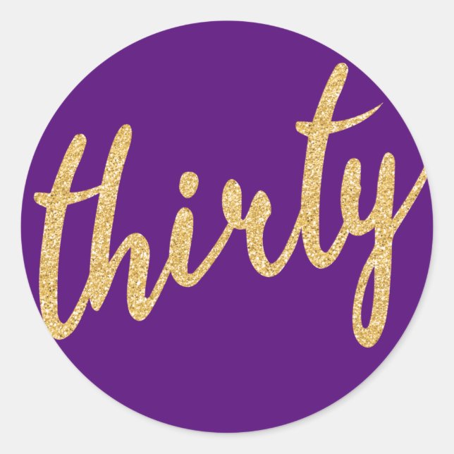 Sticker Rond Gold Purple 30 Anniversaire Parties scintillant "T (Devant)