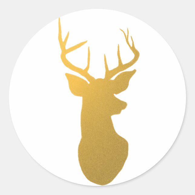 Sticker Rond Gold Reindeer Silhouette Vacances modernes (Devant)