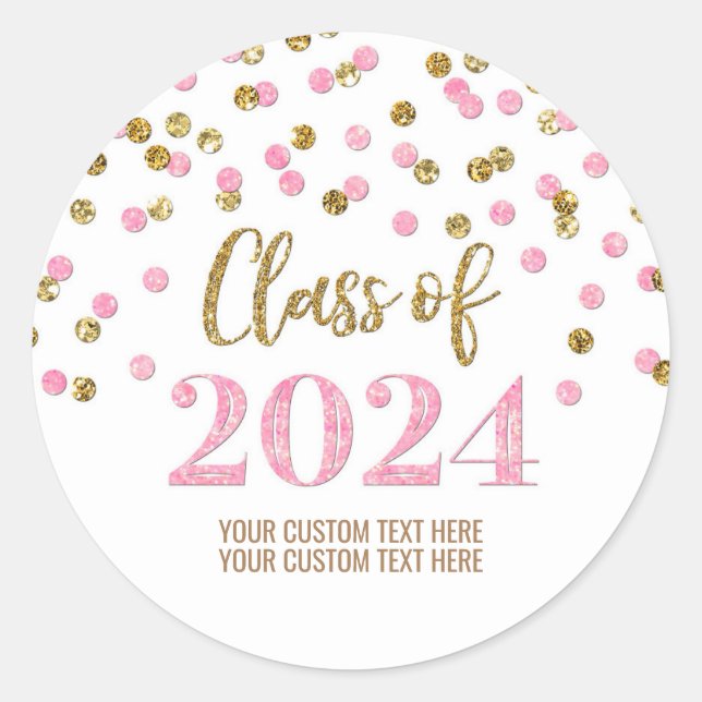 Sticker Rond Gold Rose Confetti Graduation 2024 (Devant)
