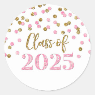 Sticker Rond Gold Rose Confetti Graduation 2025