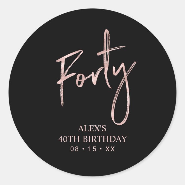 Sticker Rond Gold rose Lettering Quarante-40e Anniversaire Favo (Devant)