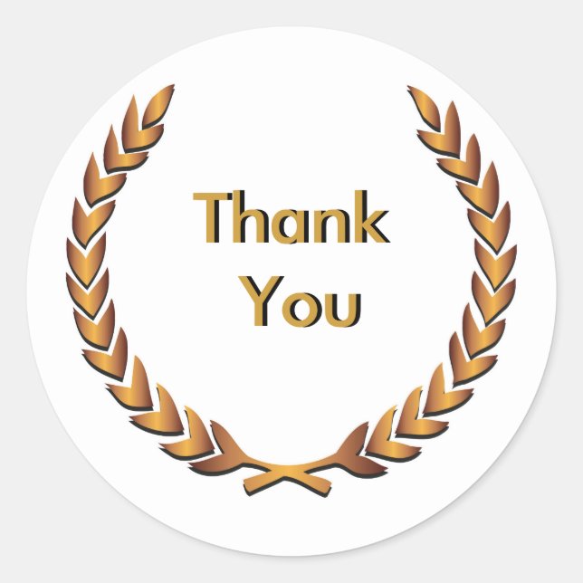 Sticker Rond Gold Rustic Laurel Wreath Merci (Devant)