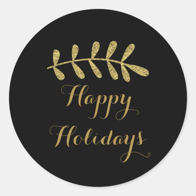 Sticker Rond Gold Rustic Leaf Élégant Simple Black Fall (Devant)