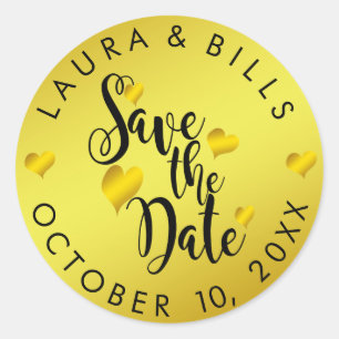 Sticker Rond Gold Save the Date Love Parties scintillant Mariag