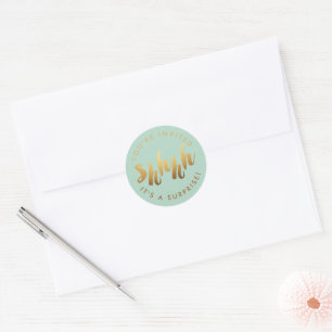 Sticker Rond Gold Shh Surprise Anniversaire