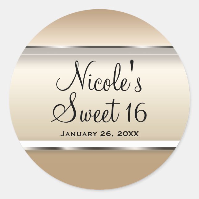 Sticker Rond Gold & Silver Glam Mariage fête d'anniversaire Fav (Devant)
