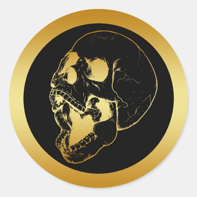STICKER ROND GOLD SKULL (Devant)
